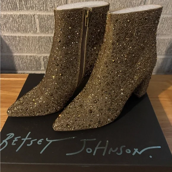 Betsey Johnson Sparkling Gold Ankle Booties - Picture 3 of 9
